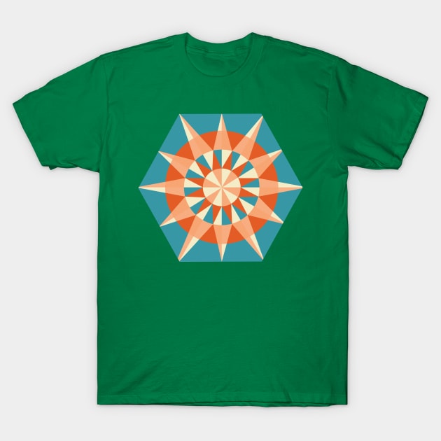 Kaleidoscope Retro Blue T-Shirt by bruxamagica